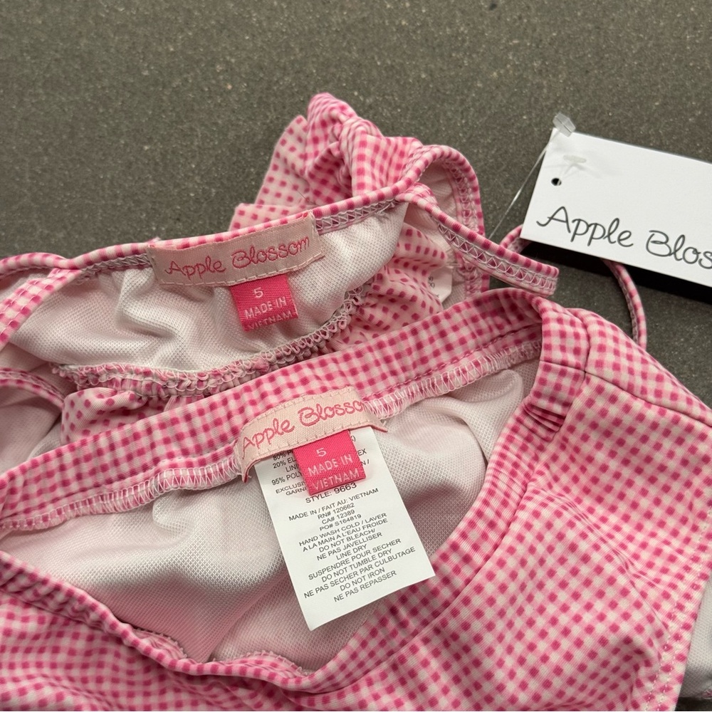 Apple Bottom Pink Gingham Ruffle Bikini Set Size 5 NWT - Picture 7 of 7